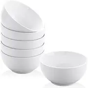 Yedio Small Bowls Set, White Ceramic Bowls of 6, 10 oz Porcelain Bowl for Kitchen Dessert Rice Side Dish Snack Soup Fruits Cereal Ice Cream, Microwave Dishwasher Freezer Oven Safe Easy Clean Stackable