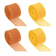 Burlap Fabric Ribbon 4Pcs 1-1/2" Wide 5 Yards Burlap Ribbon Yellow, Orange