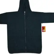 WOMEN HANDMADE ANDEAN ALPACA SOLID MONSTER GREEN ZIP HOODIE SWEATER SZ XL