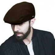 Men's Premium Wool Blend Classic Ivy Newsboy Collection Hat X-Large Iv1581brown
