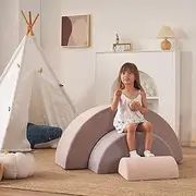 Jela Kids Couch, Soft Play Equipment Playset Rainbow, Foam Blocks for Toddlers 1-10, Climbing Blocks, Crawling Tunnel