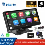 2K 9.3" Portable DVR Car Stereo Radio Wireless CarPlay Android Auto Bluetooth FM