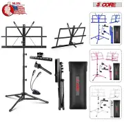 5Core Sheet Music Stand Professional Portable Music Stand Folding w/ Bag & Light