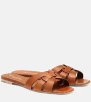 [Saint Laurent] Saint Laurent Tribute Nu Pieds 05 leather slides AU 8 brown