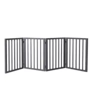 Wooden Pet Gate Dog Fence Retractable Grey