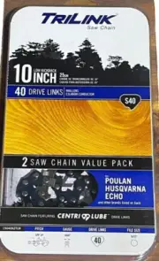 2-Pack TriLink S40 10' Chainsaw Replacement Chains Poulan Husqvarna Echo & Other