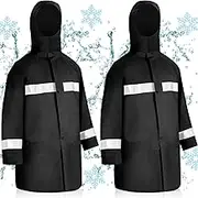 2 Pcs High Visibility Reflective Rain Jacket for Men Women Waterproof Rain Jacket Coat with Reflective Strip