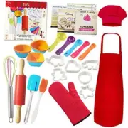 Kids Real Cooking Set Baking Kitchen Kit with Apron,Chef Hat,Cooking