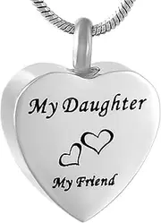 DOTUIARG My Son/My Daughter My Friend Cremation Neckalce That Hold Ashes Stainless Steel Heart Memorial Urn Jewelry Pendant