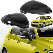 AMSPRAC Door Side Rearview Mirror Covers Caps with With Blind Spot Assist Hole,Exterior Mirror Covers Shield,Side Mirror Caps compatible with VW Golf 8 MK8 R-Line GTI 2020-2023,Glossy Black,2PCS