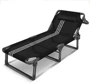 Folding Bed Single, Portable Recliner Home Garden Sun Lounger Deck Chair Office Siesta
