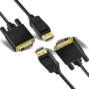 tunghey 2Pack Displayport to DVI Cable 1.8M, Display Port(DP) to DVI-d Male to Male Adapter Cable Compatible with PC, Laptop, HDTV, Projector, Monitor, More- Gold-Plated