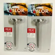 Pack of 2 -Taylor 350-466 Round Dial Stainless Steel 5" Long Meat Thermometer