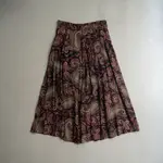 《白木11》 VINTAGE RAYON SKIRTS 美國 酒紅 變形蟲 印花 嫘縈 百摺裙 長裙 裙子