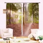 Red Path In Great Forest 3D Blockout Photo Print Curtain Fabric Curtains Window