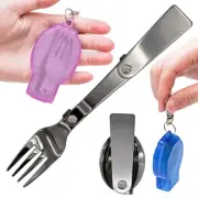 Foldable Fork and Spoon Set, Portable Folding Spoon and Fork Set with Two Pla...