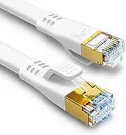 HUGIN CAT 8 Ethernet Cable 150ft, CAT8 Cable High Speed 40Gbps 2000MHz Flat Internet Network LAN Cable with Anti-Break RJ45 S/FTP for PS5/PS4/X Box/Modem/Router/PC/TV (150ft, White)