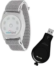 Reliefband Sport Anti-Nausea Wristband for Motion Sickness, Morning Sickness, Travel & Vomiting Relief - IPX7 Waterproof, FDA Cleared Drug-Free, Fast-Acting, Nausea Relief Band (Grey + USB Charger)