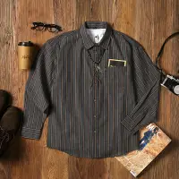 在飛比找蝦皮商城精選優惠-復古直條紋長袖襯衫 男日系阿美咔嘰vintage襯衫