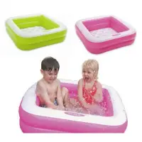 在飛比找松果購物優惠-INTEX 57100 嬰幼兒水池 方型充氣游泳池 果凍色戲