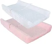 2 Pack Changing Table Pad Cover, Ultra Soft Minky Dots Plush Changing Pad Covers for Baby Boy & Girl Breathable Changing Table Sheets Wipeable Diaper Changing Pad Cover