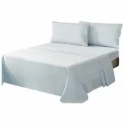 Combed Cotton Bed Flat Fitted Sheet Set Soft Single Double Queen King Size Light Blue