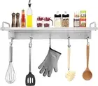 Kitchen Utensil Rack, Spice Rack with Hooks Wall Mount, over the Stove Shelf, St