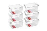 6x Boxsweden Crystal Plastic Storage Container 28cm LRG Fridge Pantry Organiser
