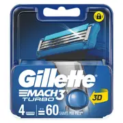 Gillette Mach3 Turbo Replacement Cartridges 4 Pack