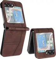 Case for Samsung Galaxy Flip5 5G, Flip Wallet Case Leather Credit Card Holder Slots for Samsung Galaxy Flip 5 5G-Coffee