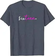 [X.Style] 16th Birthday for Teenage Girls Sixteen T Shirt Pink ds016 T-Shirt (3XL)