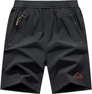 [Rdruko] Men's Quick Dry Hiking Shorts Lightweight Running Gym Outdoor Active Shorts with Zipper Pockets