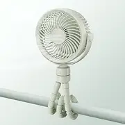 Small Battery Operated Clip-on Versatile Fan with Flexible Tripod, 5000 mAh Portable Stroller Fan, Rechargeable Desk Fans, 4 Speeds, Max 26 hours, USB Powered,360°Rotation (Green, 4 Inch)
