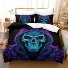 Gothic Skull Purple Quilt Duvet Doona Cover Bedding Set Single Double Queen King