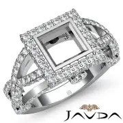 Diamond Engagement Ring Princess Semi Mount 18k White Gold Halo Setting 1.4Ct