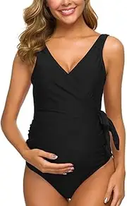 [Tempotrek] Women Swimsuit One Piece Deep V Vintage lace Tummy Control Bathing Suit Swimwear Monokini