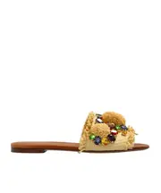 Dolce Gabbana Embellished Flip-Flops 37.5,37,38.5,38,39.5,40,41 Brown