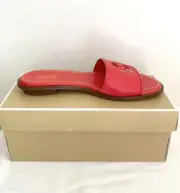 MICHAEL KORS Deanna Cut Out Slide Tumbled Leather DK Sangria Size 8