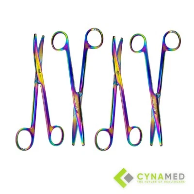 Cynamed Mayo Dissecting Scissors With Multicolor/Rainbow Plasma Titanium Coating