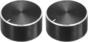 sourcing map 2pcs Potentiometer Knob Knurled Shaft Black Tone Aluminum Smooth Surface Rotary Knob 26mmx13mm Volume Control Knob