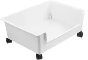 Amosfun Book Storage Box Office Bookcase Storage Bins Plastic Desktop Bookshelf Storage Drawer Toys Toy Wheels Microwave Stand Kids Locker Office Printer White Pp Student It Can Move Crate