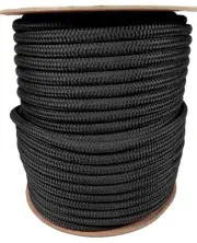 ANCHOR ROPE DOCK LINE 3/8" X 250' DOUBLE BRAIDED 100% NYLON BLACK MADE IN USA