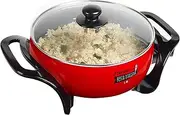 Bestron APP800 1500W Italian Design Non-Stick Party Pan with Glass Lid, Red/Black, Metal