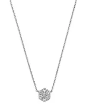 Bloomingdale's Fine Collection Diamond Flower Cluster Pendant Necklace in 14K White Gold, 0.25 ct. t. w.