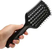 Black Vent Hair Brush, Professional Paddle Detangling Brush for Men and Women with Ergonomic Handle, Hair Styling Tool for Home Salon for Quick Blow Drying, Ideal with Hair Dryer