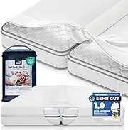 SCHLAFWOLKE Liebesbrücke 180 x 200 cm – Non-Slip Cover – Mattress Wedge – Connection of Two Single Mattresses to a Double Bed – Bed Gap Filler – Washable at 60 °C – Novelty 2025