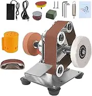 Professional Mini Belt Sander - 15 Degree Knife Sharpener Electric Bench Grinder Sanding Machine, 7 Adjustable Speed Buffer Polisher for Metal Wood DIY Handcraft, Tool & Knife Sharpening