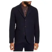 Oliver Spencer Navy Lambswool Patched Pockets Slim Fit Solms Jacket Mens 38 NWT