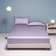 Full Size Mattress Protector Cover Ultra Breathable Cooling Fabric Fitted Sheet Noise-Free Dustproof Pad Lightweight Stretch Fitted Topper-Purple||King:71x79in