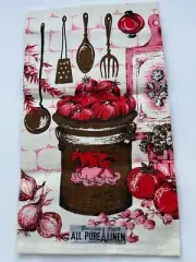 NOS Vintage Parisian Prints Pure Linen Towel Cowen & Wilcox Kitchen Vegetables
